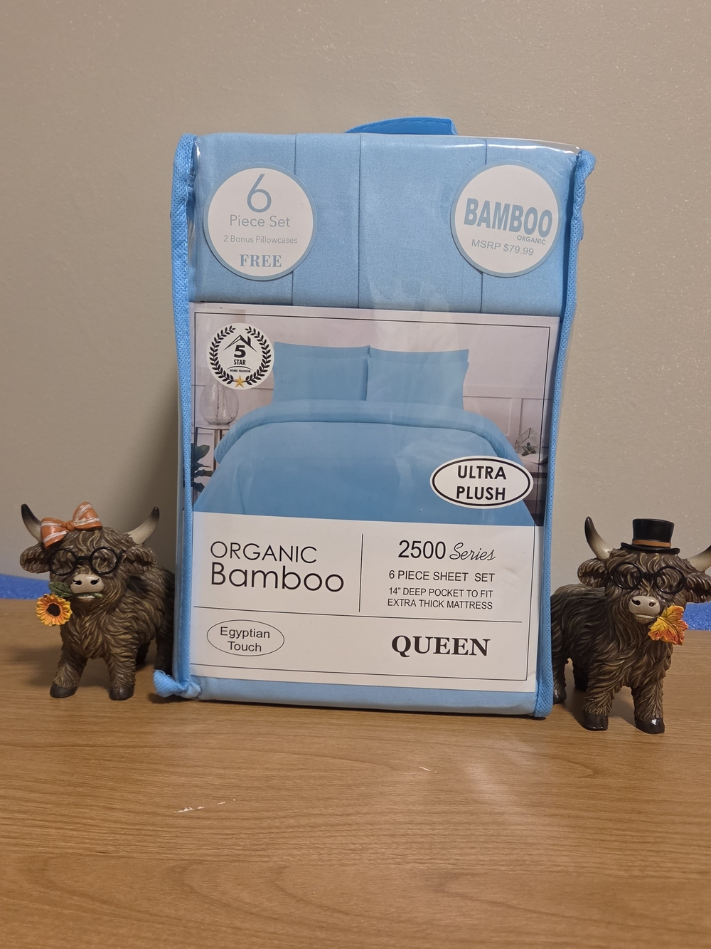 Oganic Bamboo Queen Sheet Set - Sky Blue